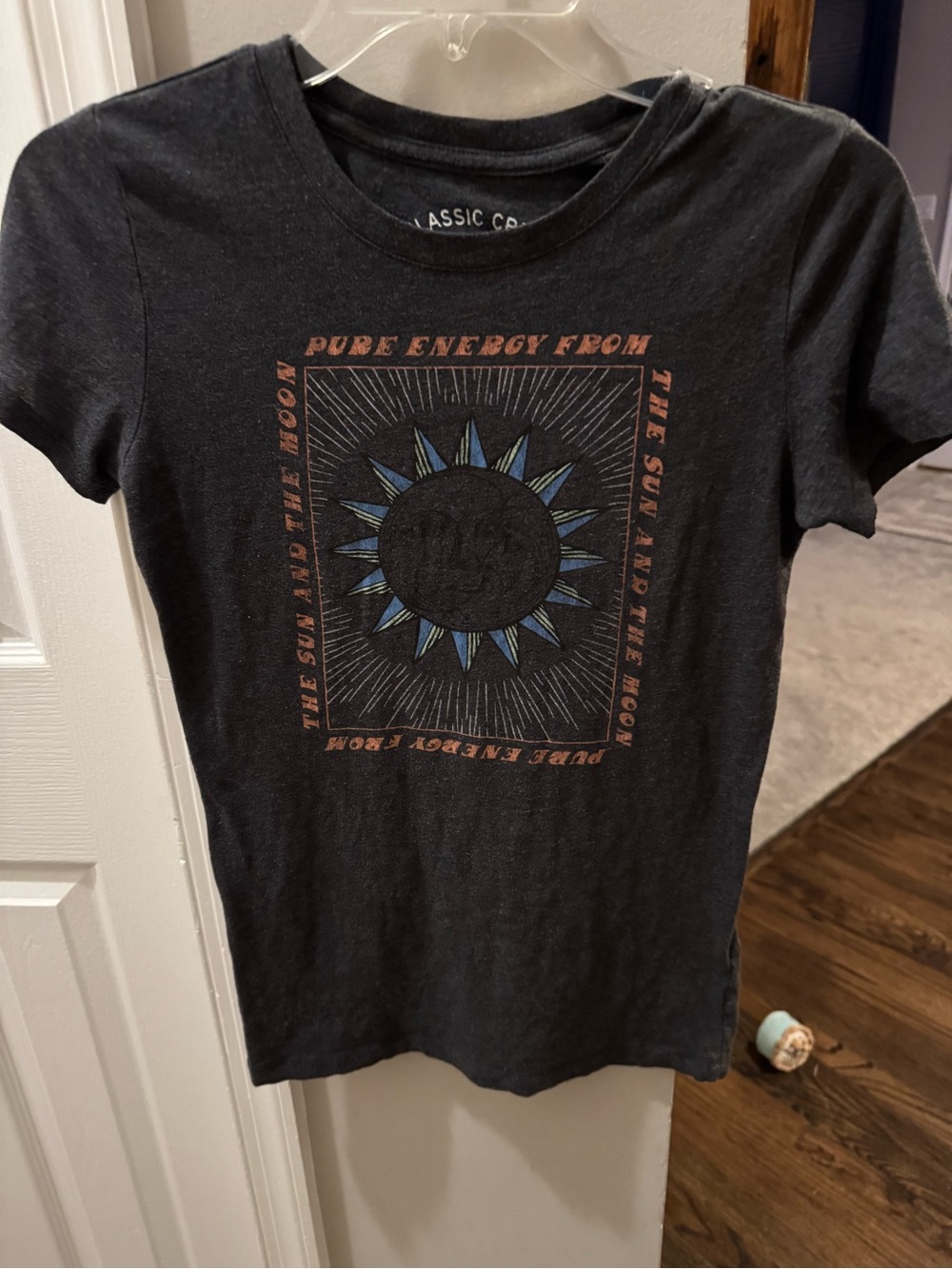Aeropostale Black Short-Sleeve Graphic Tee with Blue Sun Accents